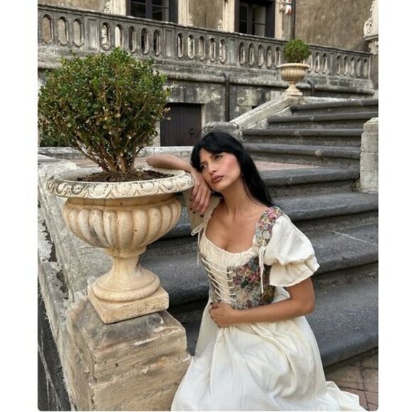 🥑2/100🥑NWT Floral Jacquard Bustier Corset Lace Crop Top Western Retro Camisole - Picture 4 of 15